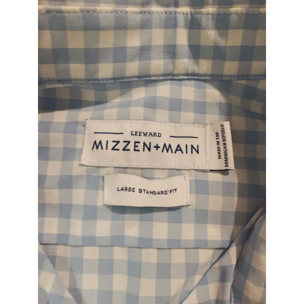 Mizzen+Main Leeward Blue Checkered Button Up Shirt Men's Large Standard Fit - Picture 2 of 6